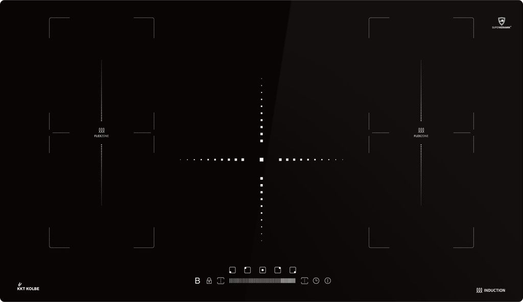 A top-down view of a black induction cooktop.