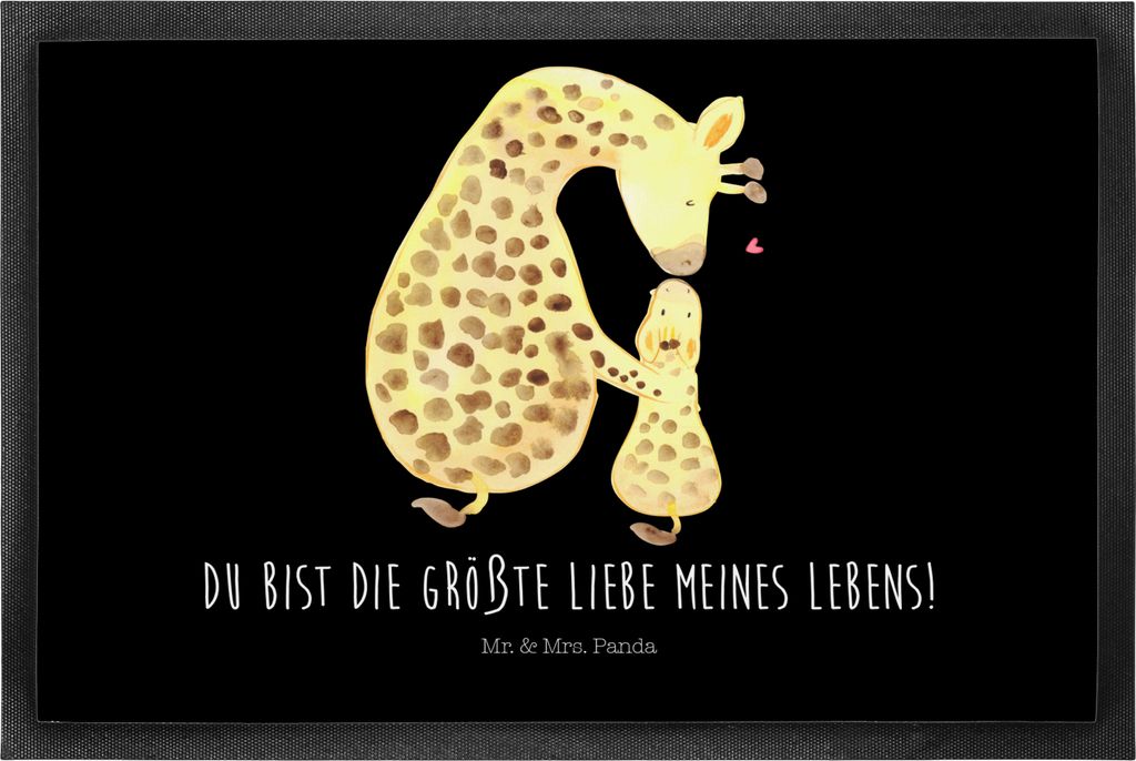 Mr. & Mrs. Panda Schuhabstreifer Giraffe Kind 50 x 75 cm - Schwarz - Geschenk, Sohn, Mutter, Afrika, Schmutzmatte, Mama, Schmutzfangmatte, Liebling...