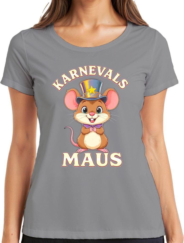 Karnevals Maus Fasching Karneval Kostüm süß lustig Geschenk Damen T-Shirt, Grau, S
