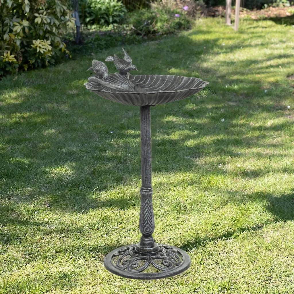 Bain d'oiseaux extérieur fonte 78cm Moritz vert - Stable et durable
