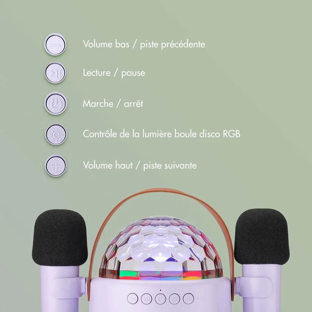 Machine Karaoké Bluetooth avec 2 Microphones sans fil Sing & Shine - 8