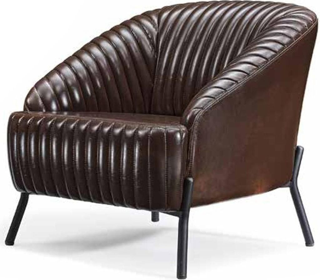 Brauner Sessel Designer Wohnzimmer Relaxsessel Leder Einsitzer Möbel