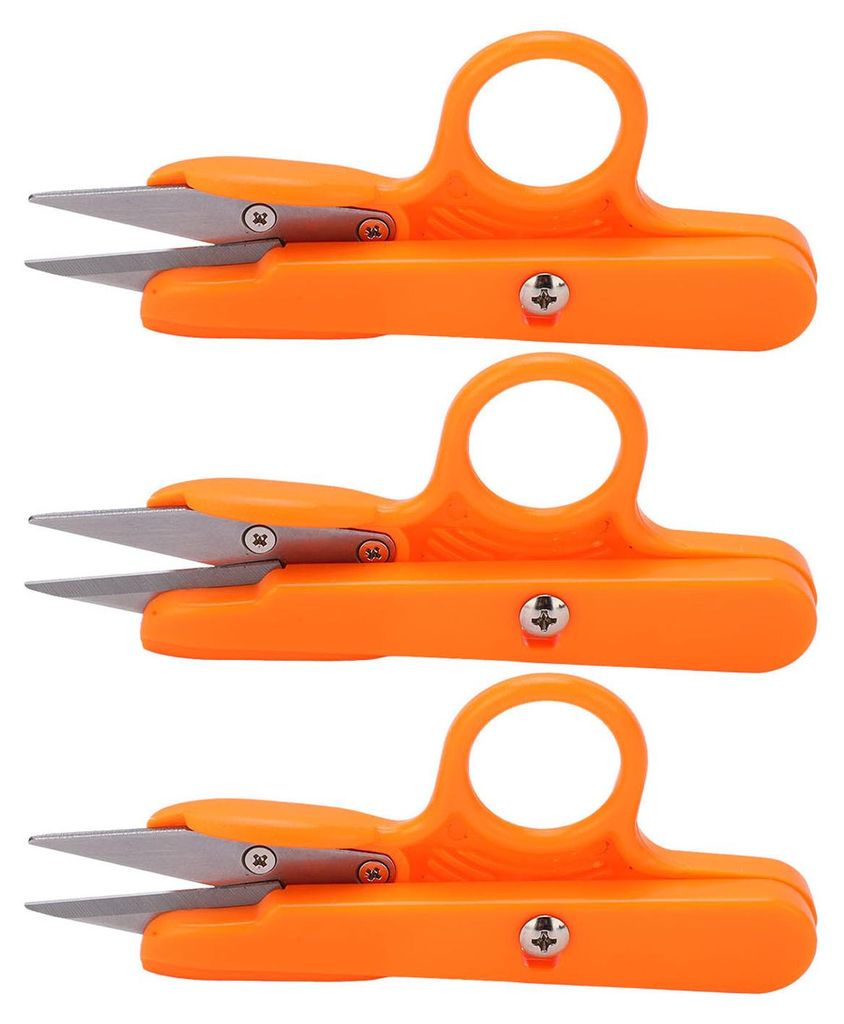 3 Stück Häkelschere, prägnante Klinge, leicht, tragbar, orangefarbener Edelstahl, Mini zum Sticken