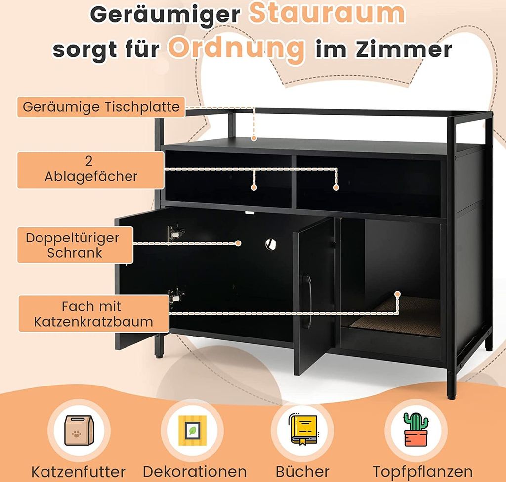 COSTWAY Box na podstielku pre mačky s dvojitými dverami, Obrázok produktu 4