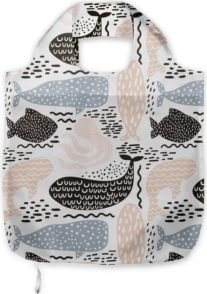 Tote Bag ABAKUHAUS Blu Ardesia: Borsa Spesa Design Aquatic Silhouette