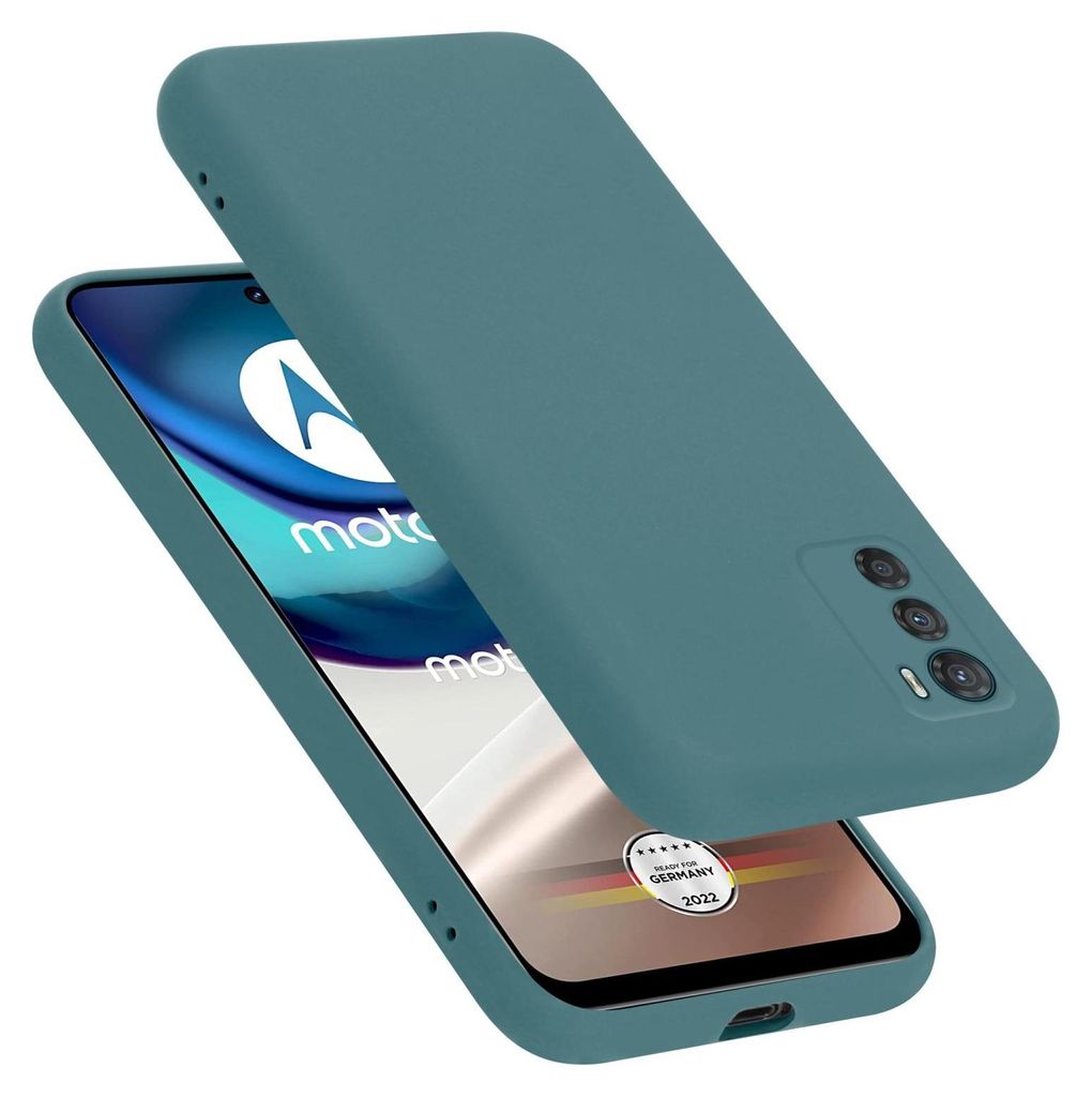A teal phone case is shown on top of a smartphone.
