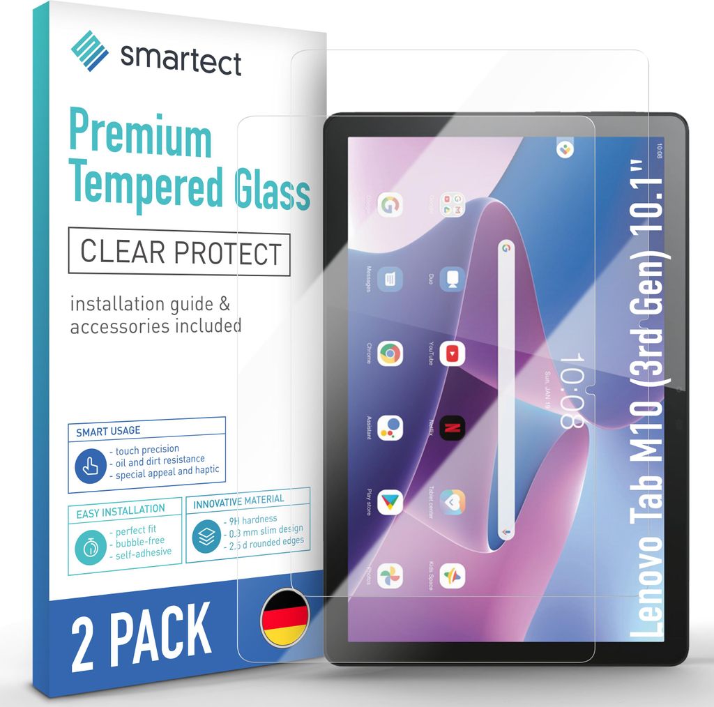 2x Schutzglas Panzerfolie Klar für Lenovo Tab M10 (3rd Gen) Produktbild 