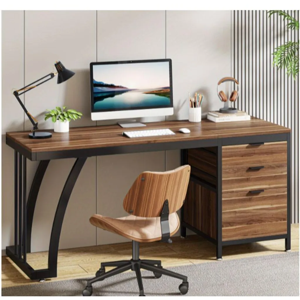 Table informatique avec rangements pour un aménagement de bureau moderne