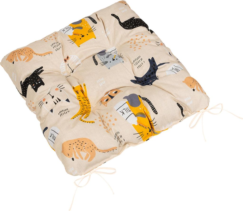 Gestepptes Sitzkissen Adele - 40x40 cm - Beige,Schwarz,Grau