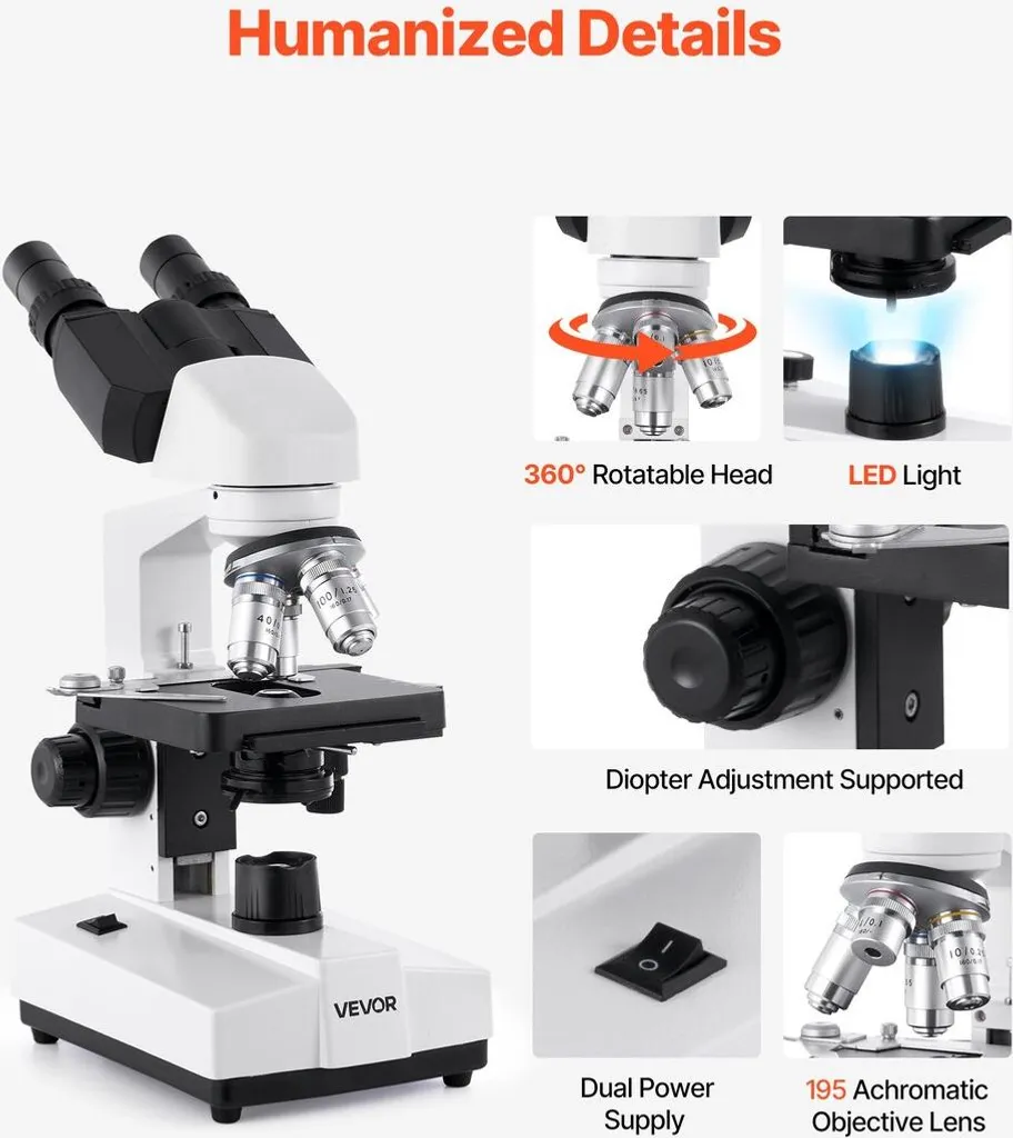 Microscope de Laboratoire Binoculaire 5000X à Double Jeu d'Oculaires