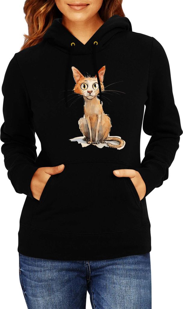 Damen Kapuzenpullover Funny Cats Breeds Javanese Cat 022, Lady XS / Schwarz