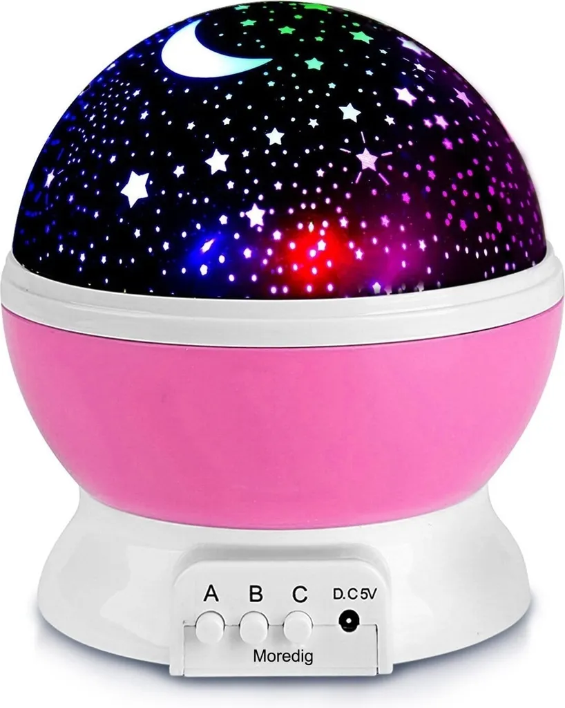 Luce Notturna Stellata Rosa: Proiettore 360 Gradi per Sonno Bambini