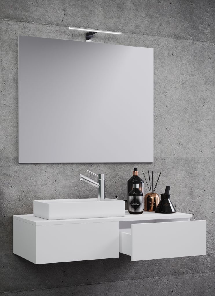 VCM 3-tlg Set | Waschplatz für Gäste WC | Gästebad mit Spiegel | Waschtisch Toilette | Badmöbel Badezimmer Set - Gudas SP