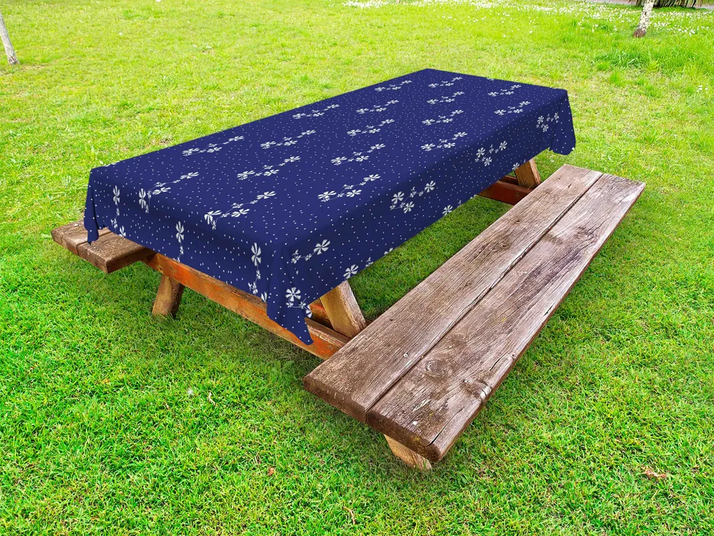 Tovaglia Esterno Blu Navy Floreale 145x210 cm | Abakuhaus Impermeabile