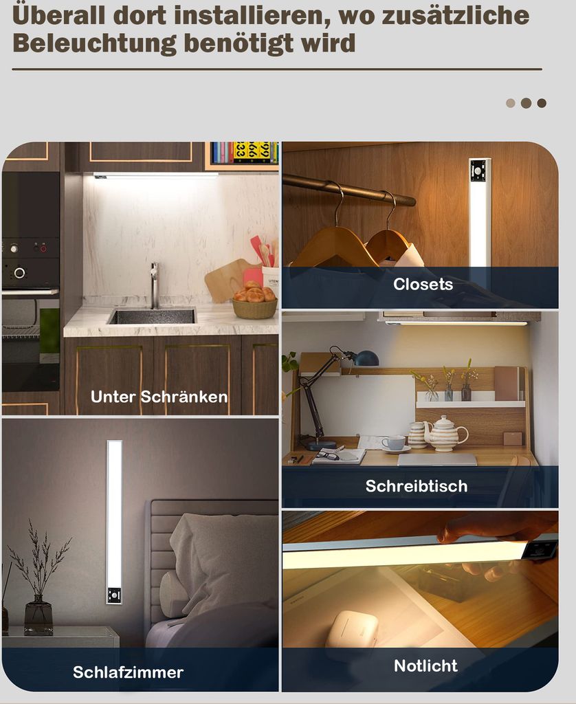 40cm LED Unterbauleuchte 3 Lichtfarbe Aufladbar Lichtleiste Produktbild 9