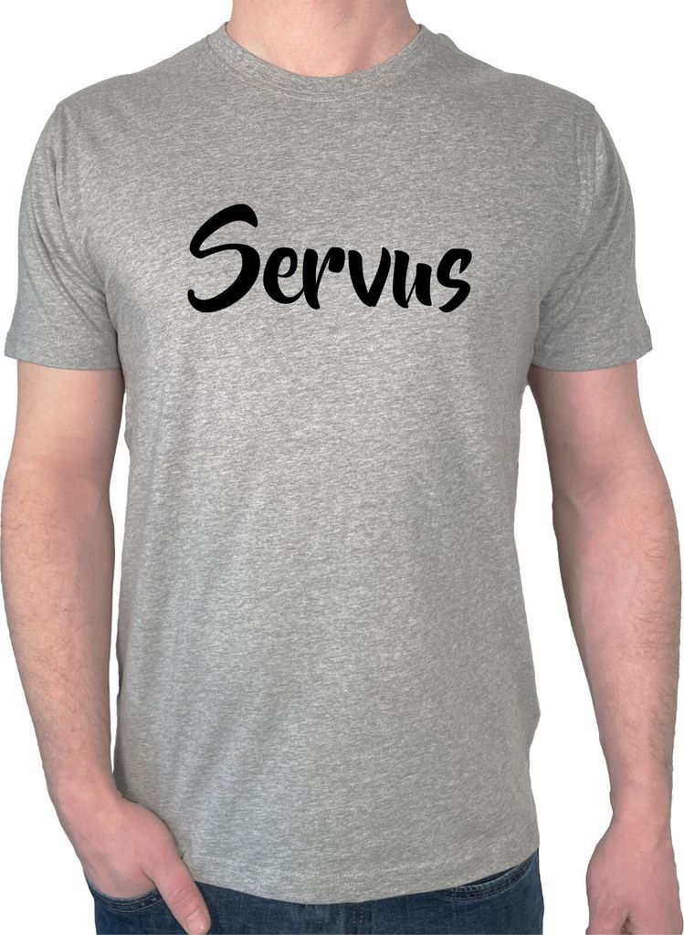 Huuraa Herren T-Shirt Servus Schriftzug 3XL Sport Grey Bio Baumwolle Fairtrade Herrenshirt Geschenkidee