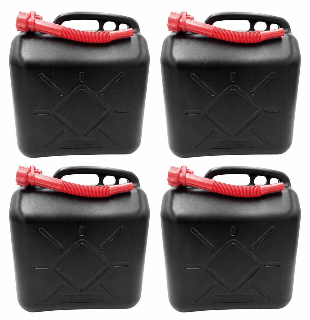 BURI 4x 20L Benzinkanister Kunststoff schwarz mit Ausgießer Produktbild 