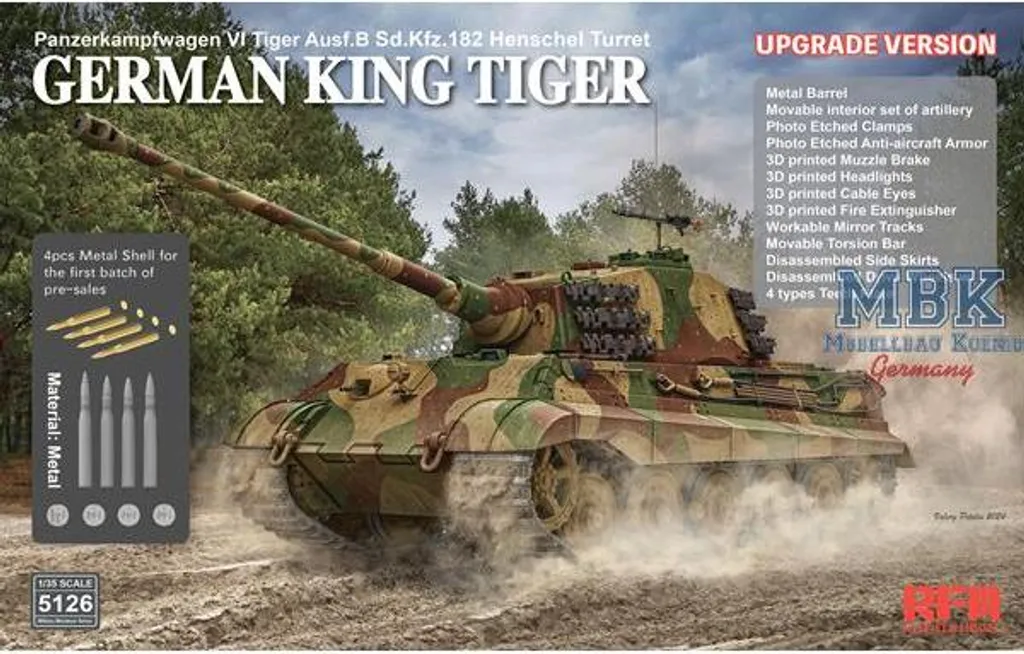 RFM5126 King Tiger Sd.Kfz.182 Tiger Ausf.B Upgrade V. Échelle 1/35