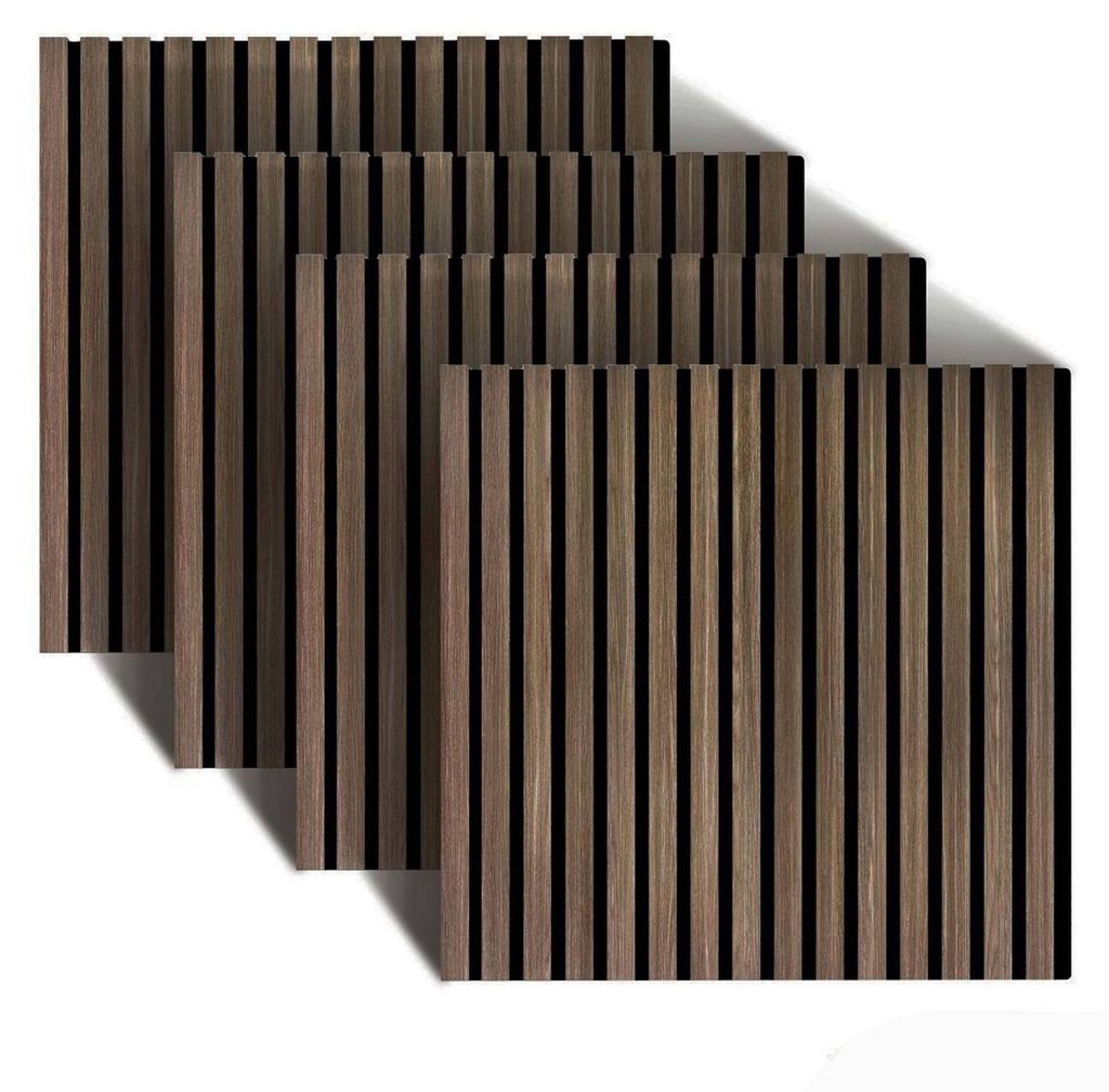 Akustikwandpaneele, 60 x 60 cm, 4er-Set, Holzfurnier