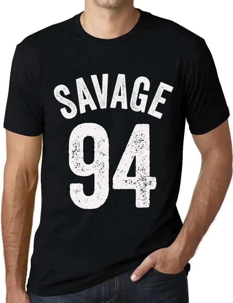 Herren Grafik T-Shirt Savage 94 Geschenk 94. Geburtstag Jahrestag 94 Jahre Jubiläum 94 Jährige Mann Jahrgang 1930 Kurzarm Lustige Druck