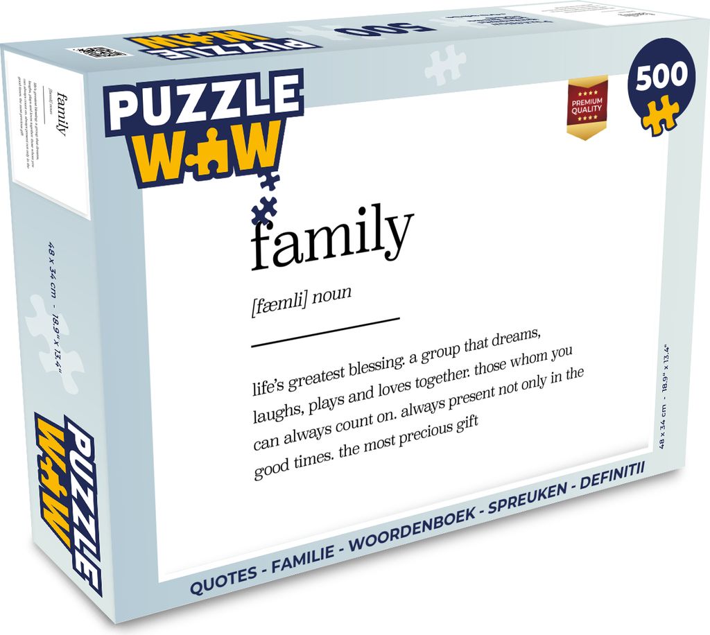 MuchoWow Puzzle 500 Teile zitate - familie - Wörterbuch - Sprichwörter - Definition - 500 Teile - Kinder - Selberbauen - Puzzlespiele