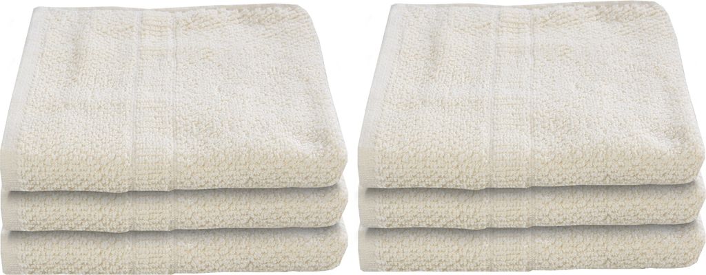 Handtücher - Beige - 50 x 90 cm - Baumwolle - Popcorn Design - 6er Set