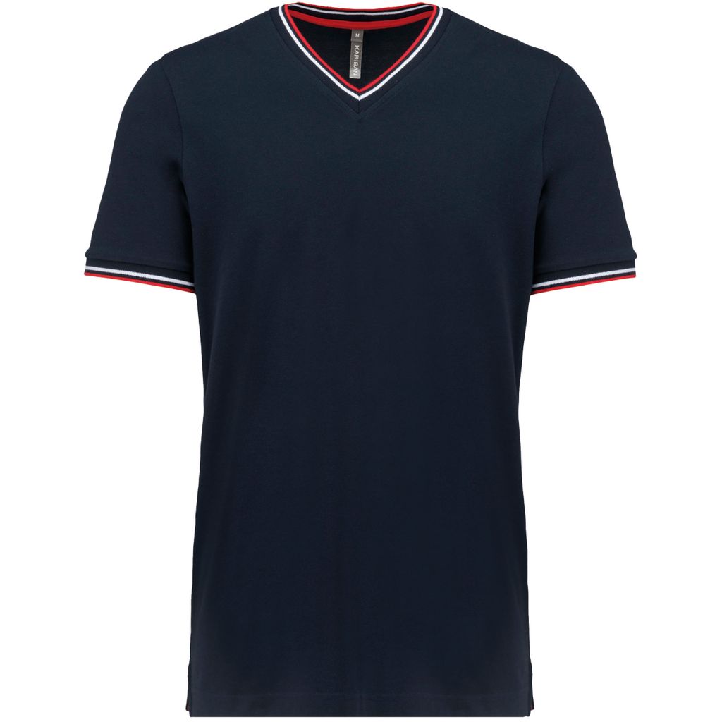 Kariban T-Shirt aus Piqué-Trikot mit V-Ausschnitt für Produktbild 