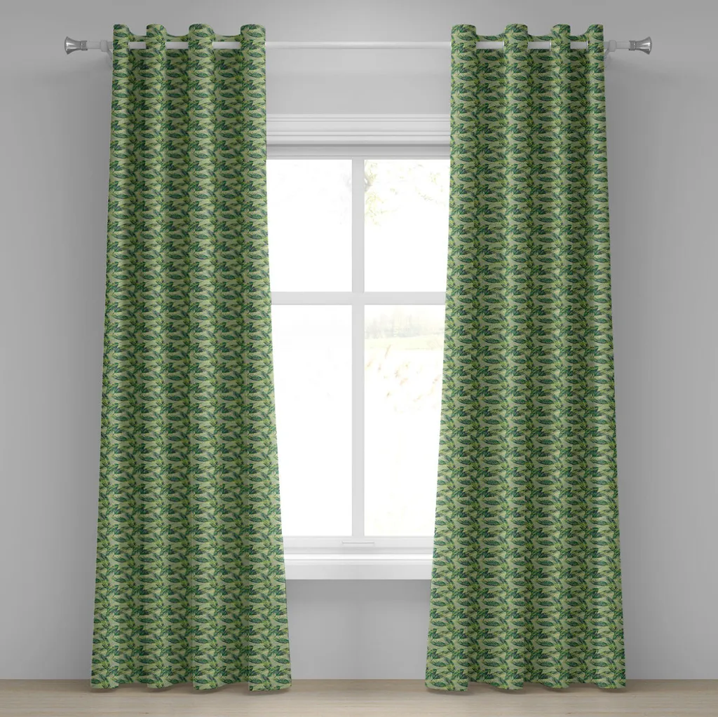 Rideau de décoration tropicale pour salon et chambre vert pomme
