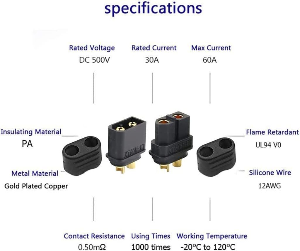 YUNIQUE GREEN-CLEAN-POWER - Connecteurs EC3 Haute Qualité 5 Paires Mâle-Femelle | pour Batteries Lipo Modélisme RC | Compatibles avec Stéréo de