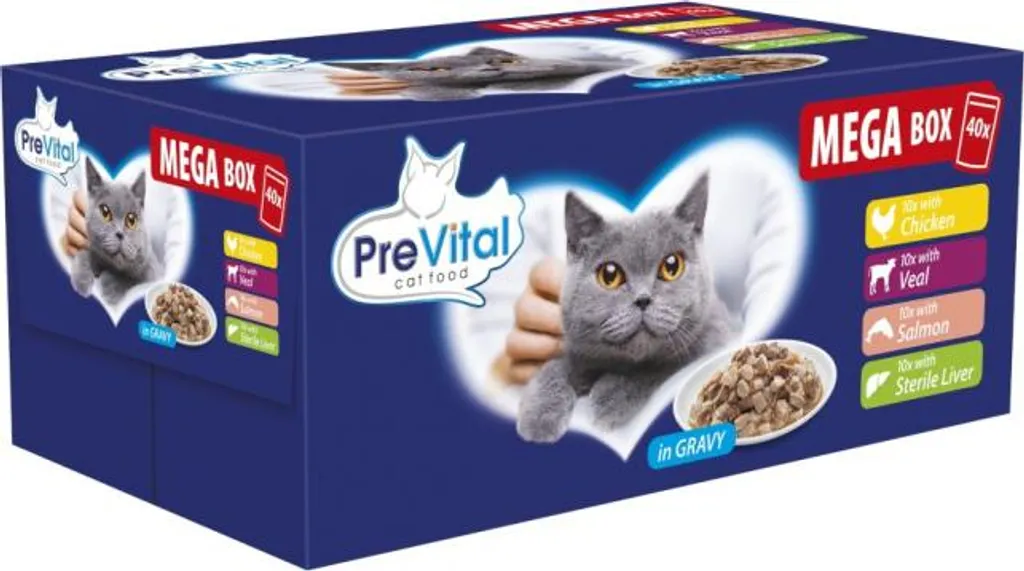 Sachets Fraîcheur pour Chat Stérilisé PreVital Gelée Viande et Saumon 4kg