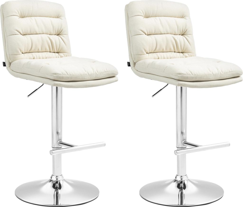 2er Set Barhocker Damar Stoff chrom - creme