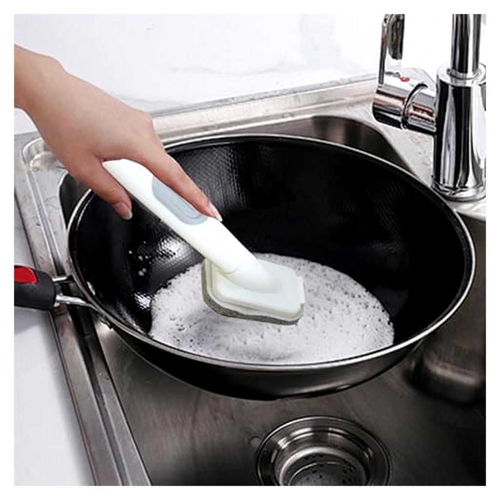 Spülbürste mit 10 Ersatzbürstenköpfen und langem Griff für Küche und Badezimmer