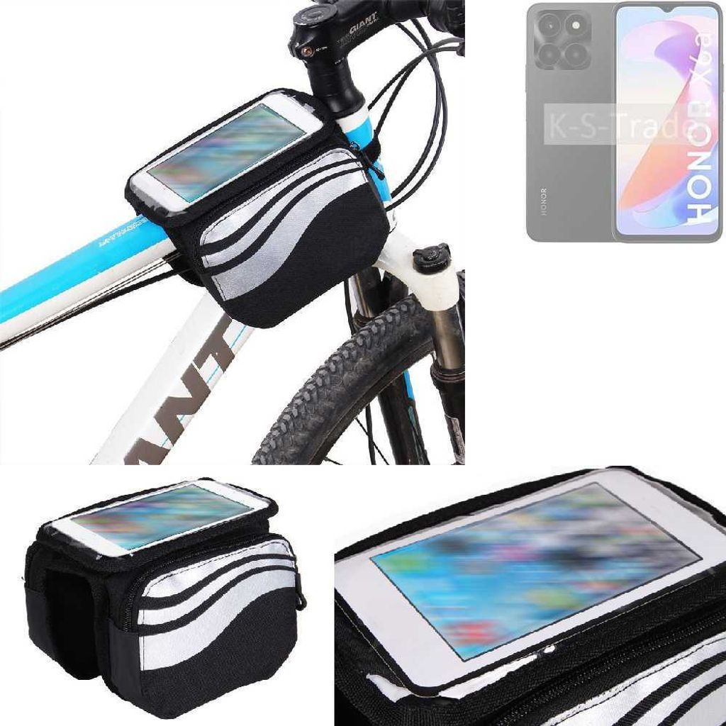 K-S-Trade Rahmentasche Fahrrad-Halterung kompatibel mit Honor X6a Rahmenhalterung Fahrrad Handyhalterung Fahrradtasche Handy Smartphone Halterung Bike