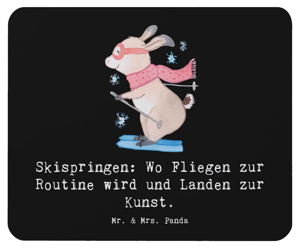 Mr. & Mrs. Panda Mauspad Skispringen Kunstflug - Schwarz - Geschenk, Mouse Pad, pc, Sportler, Flug, Landung, laptop mousepad, computer, Skispringwe...