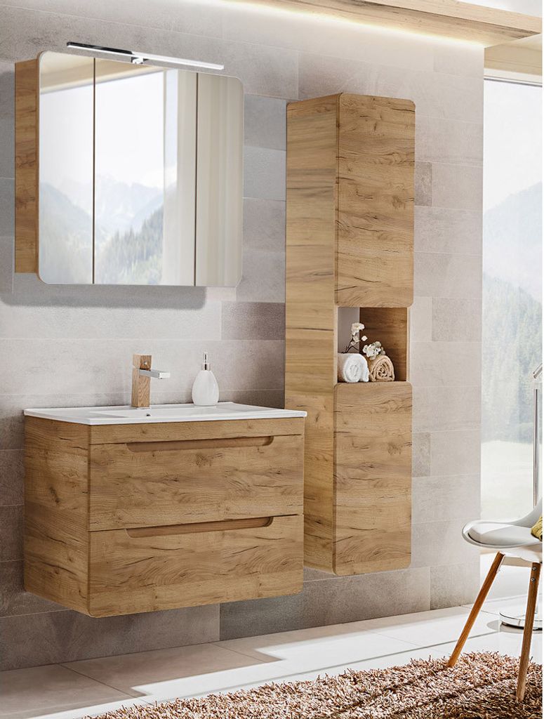 Badmöbel Set 3-teilig LUTON-56-CRAFT in Wotan Eiche Nb., Produktbild 