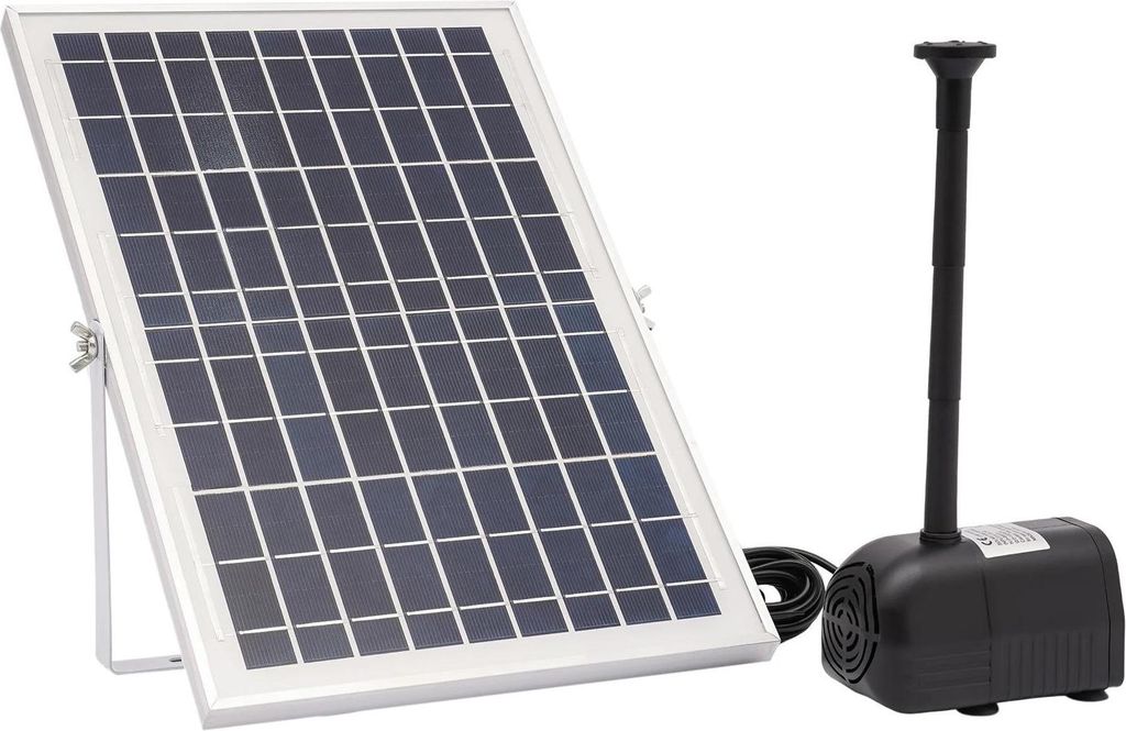 Solarbetriebene Springbrunnenpumpe - Teichpumpe - Fördermenge 1000 l/h - Mit Solarpanel - Für Außenbereich/Teich - Schwarz