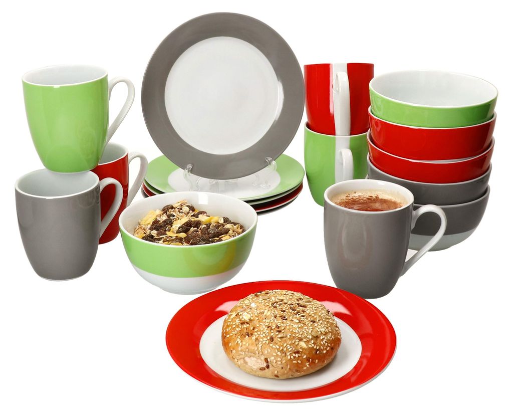 18tlg Frühstücksset Variant Trio Porzellan 6 Personen Produktbild 