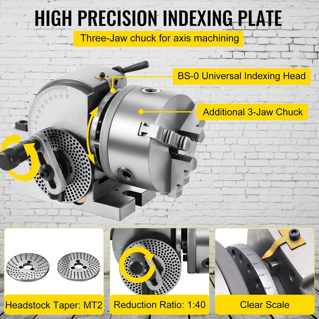 Diviseur avec mandrin à mors MT2 et table rotative indexable de 100mm - 5