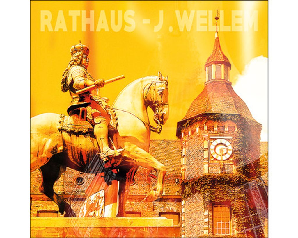 Glasbild Düsseldorf Rathaus J. Wellem 50x50 cm