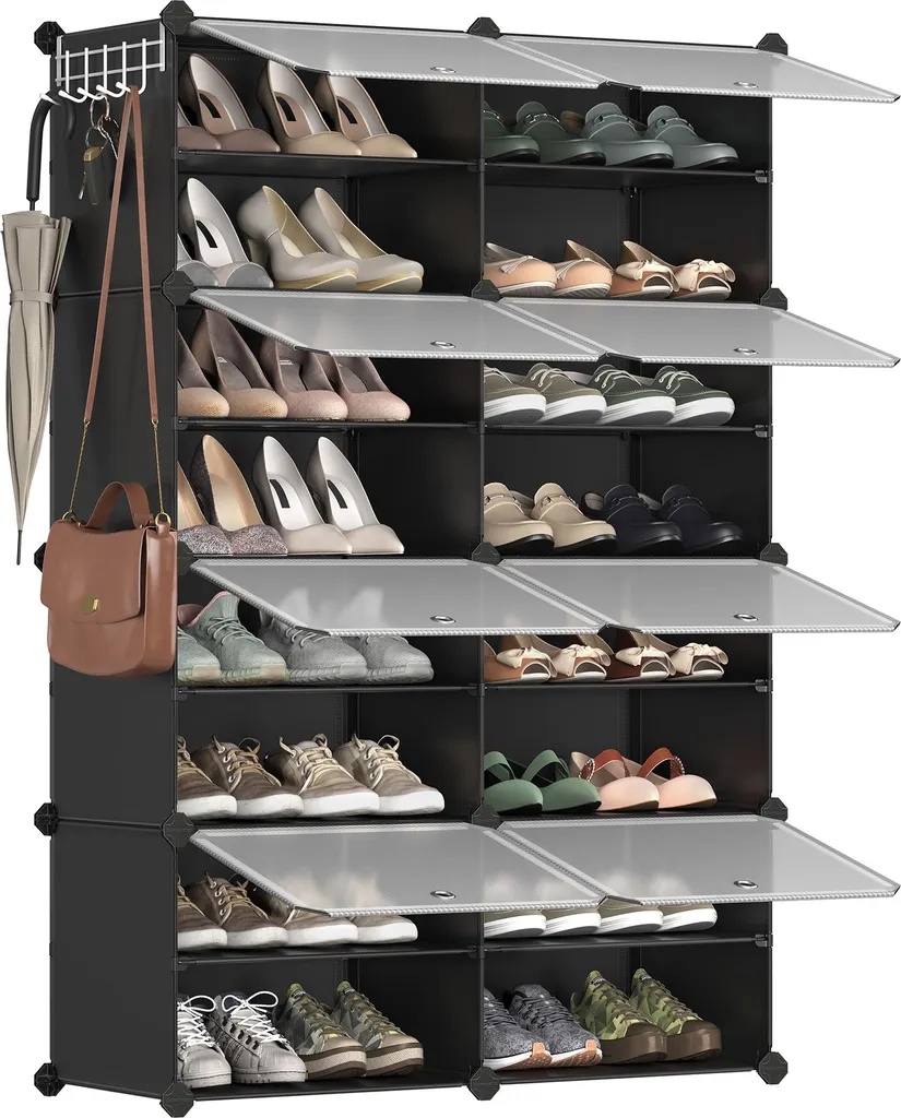 Meuble Chaussures Mads 124 cm - Structure Robuste Noire à 5 Niveaux