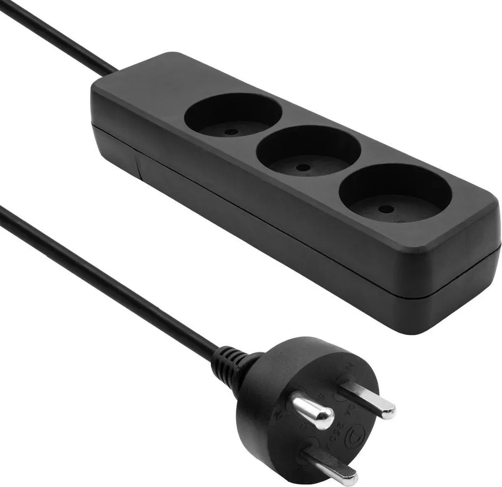 Multiprise danoise 3 voies câble long 7m Proxtend noire robuste