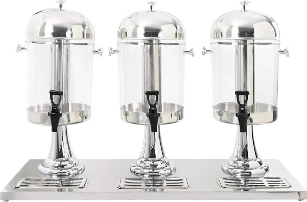 vidaXL Distributeur de boissons 3 x 8 L en acier inoxydable robuste
