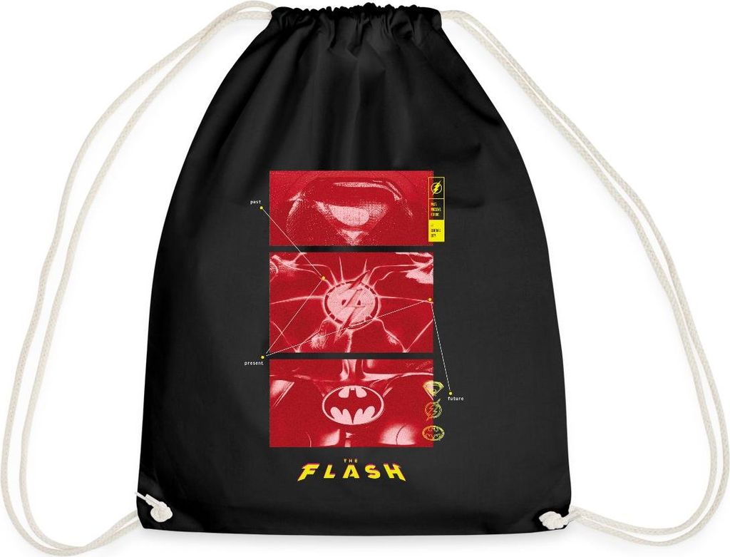 Spreadshirt The Flash Anzüge Supergirl Flash Batman Mit Logos Turnbeutel, One size, Schwarz