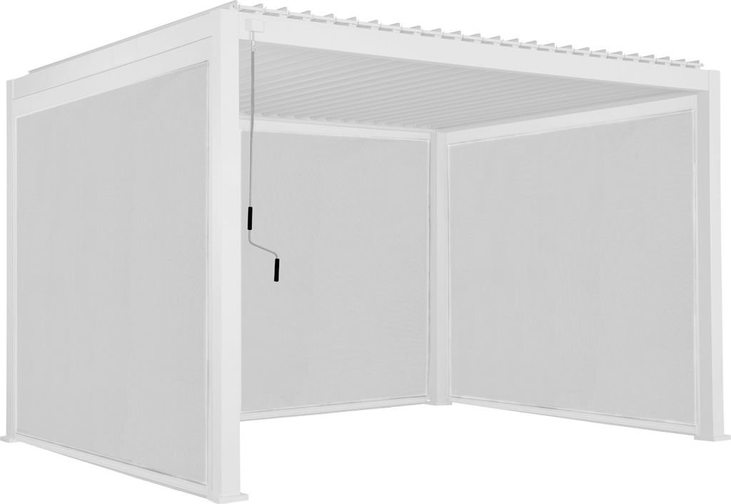 sweeek - Pergola mit Lamellendach Triomphe 3x4m + 2 Markisen 3m + 1 Markise 4m - Weiß