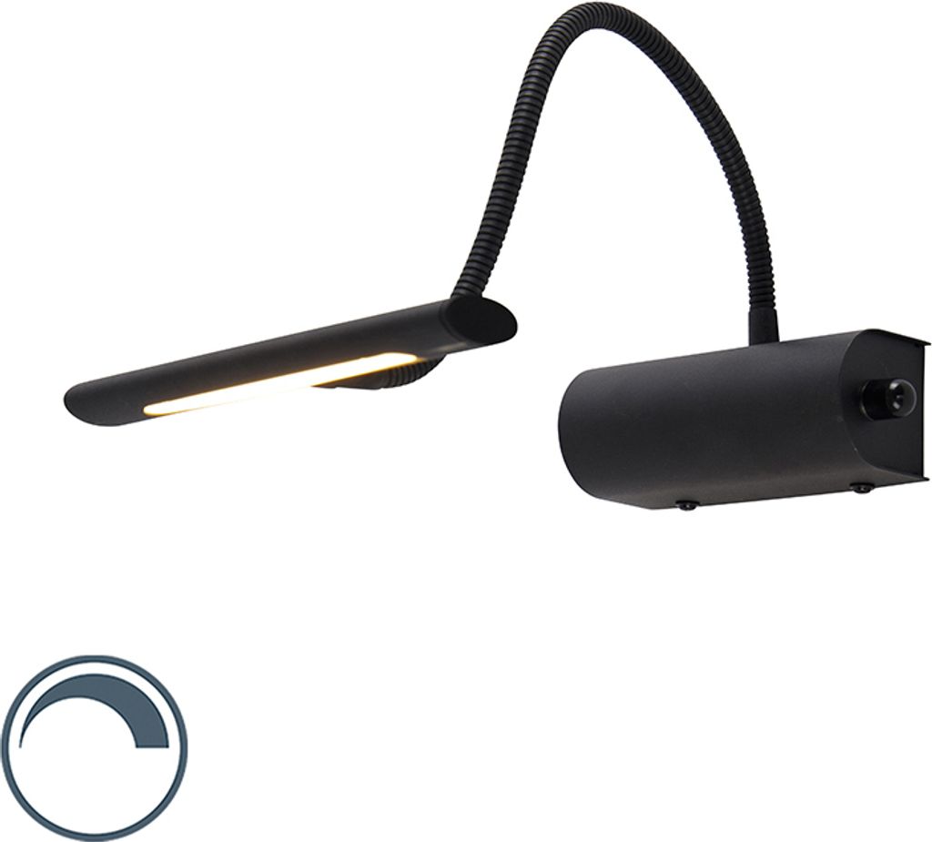 QAZQA - Modern Design Wandleuchte schwarz 18,5 cm inkl. LED mit Dimmer - Tableau Dimmer I Dimmbar I Wohnzimmer I Schlafzimmer - Stahl Länglich - I...
