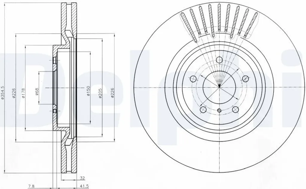 Jeu de disques de frein ventilés Delphi BG9073C pour train avant sport