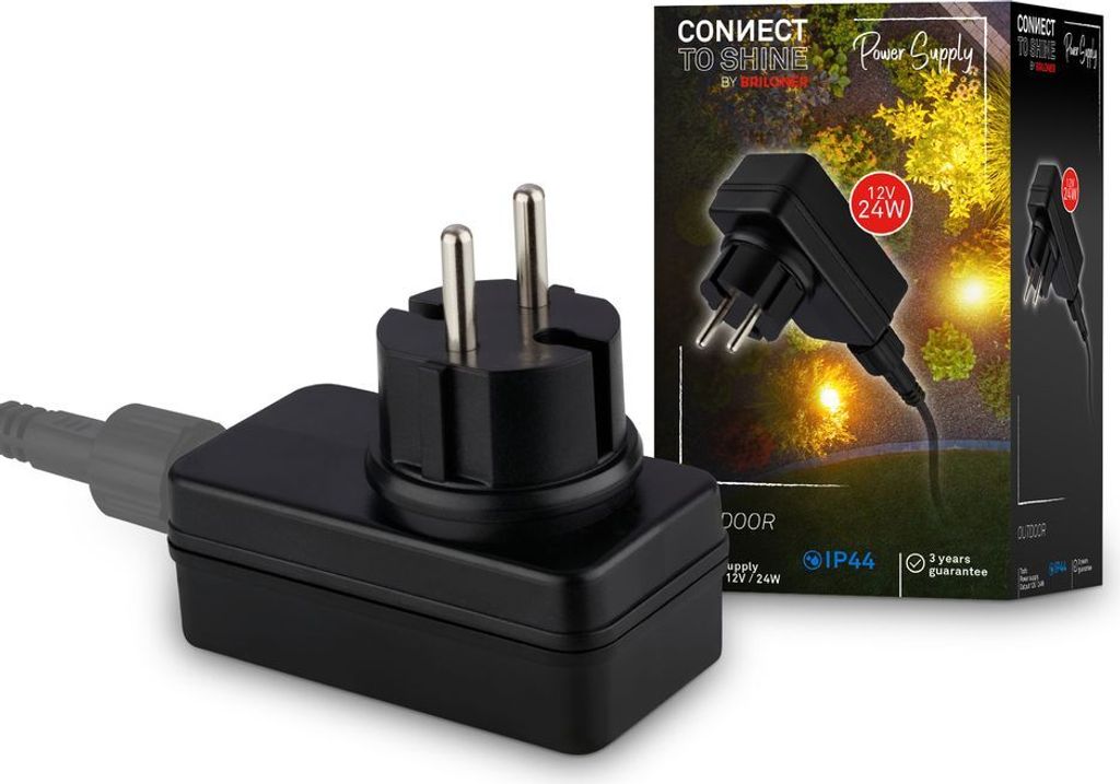 BRILONER Connect to Shine 24W Steckdose, IP44 Spritzwasserschutz, schwarz, 10 x 4,5 x 7,5 cm