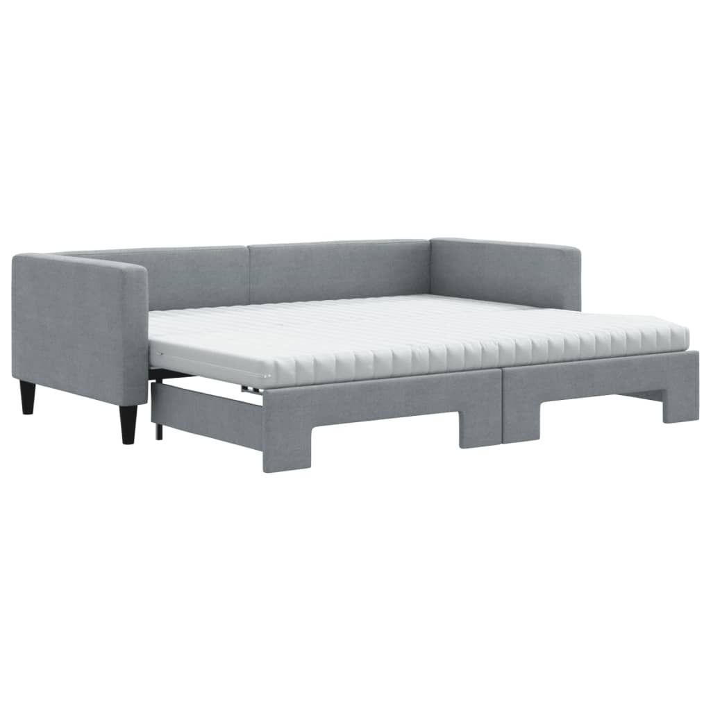 vidaXL Tagesbett Ausziehbar mit Matratze Hellgrau 90x190 cm Produktbild 