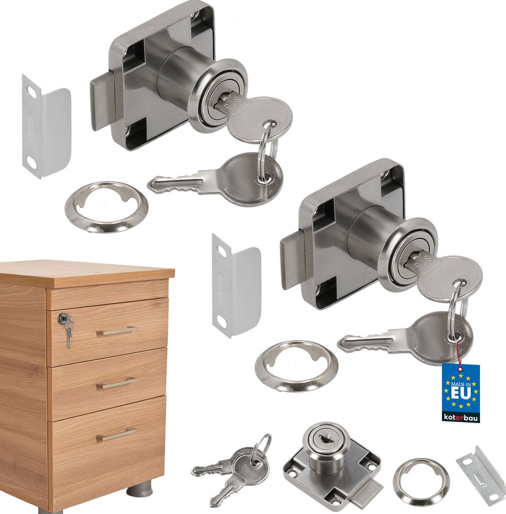 KOTARBAU 2er Set Möbelschloss 40x40mm zum Aufschrauben für Möbeltüren und Schubladen