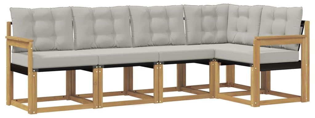 “2026 Modern“ Braun Outdoor-Sofagarnitur mit Kissen 5 pcs Weiß und Hellgrau - Designermöbel 42734 - Gartensofas